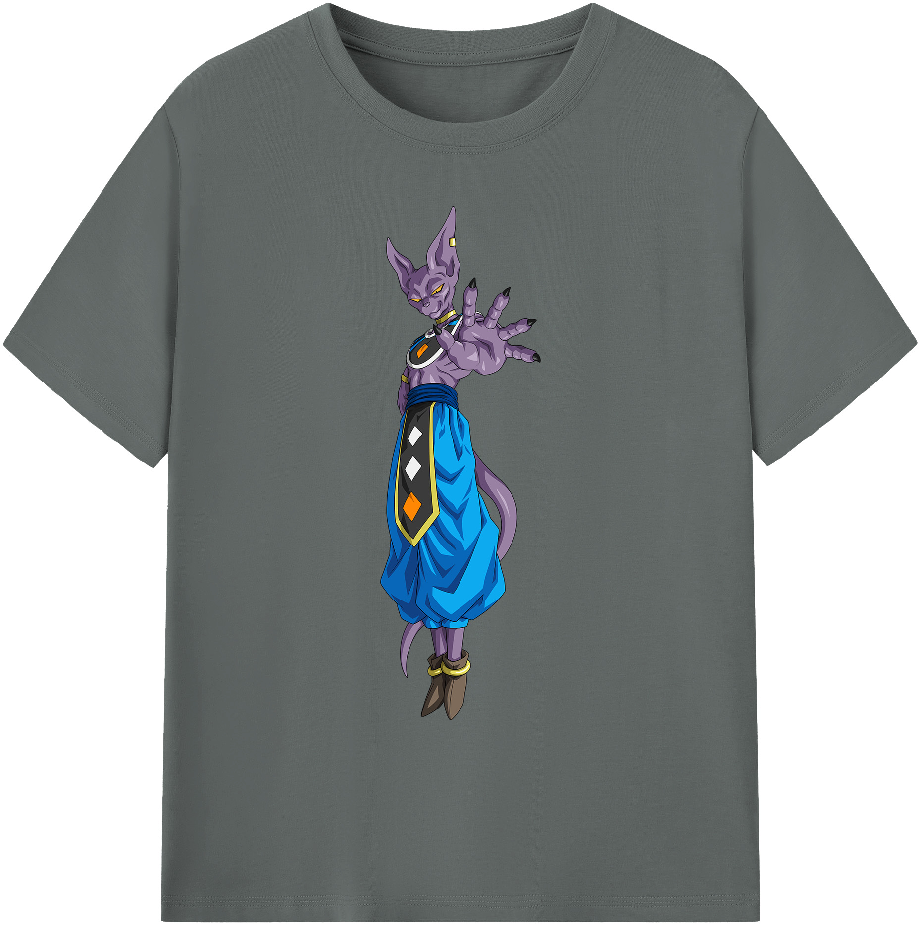 （画像用） ドラゴンボール ビルス 破壊神ビルス DRAGON BALL Beerus Birusu 綿100％ メンズ半袖Tシャツ｜肌触りやわらか＆通気性